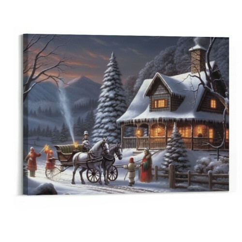 Jouluinen canvas-seinätaide 20x16 tuumaa käsintehty