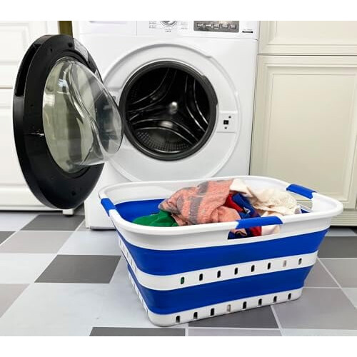 Cesto de roupa dobrável de plástico de 42 litros