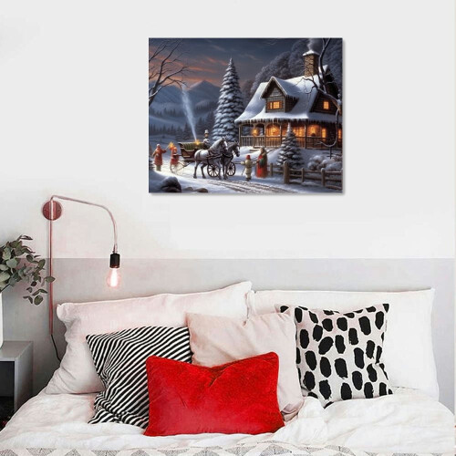 Jouluinen canvas-seinätaide 20x16 tuumaa käsintehty 2