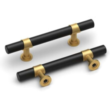 Cabinet Handles Black and Gold 3 Inch 10 Pack