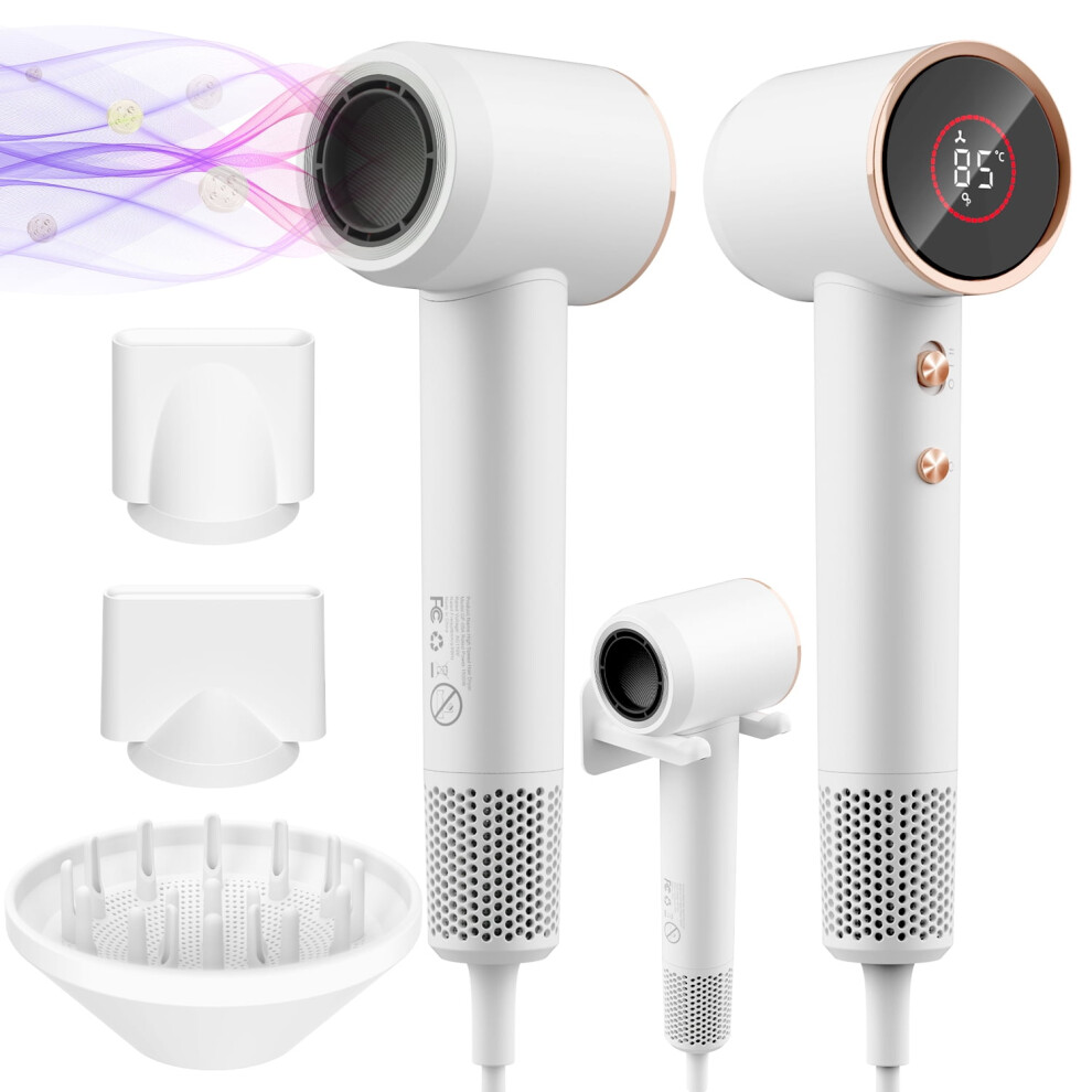 160000 RPM High-Speed Hair Dryer with 200M Negative Ions, Low Noise & Thermo-Control â Compatible with Home, Travel & Salon