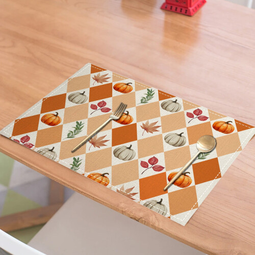 Sets de table en lin à thème automnal 45 x 30 cm 2