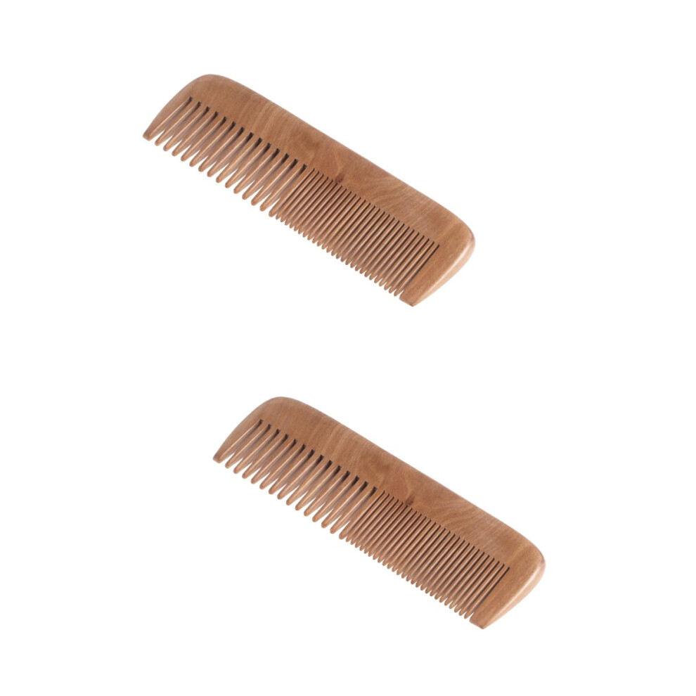 Peach Hair Wood Comb Smooth Massage Scalp Massager Anti-Static Carry Wooden Bamboo 2 Pc