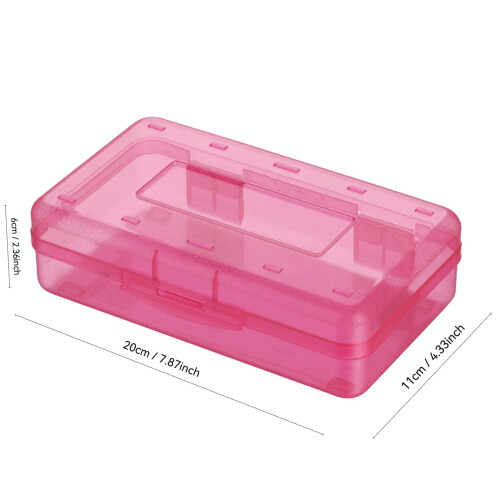 Clear Large Capacity Pencil Box with Snap-Tight Lid, Stackable Plastic Storage Case for Office Supplies 1