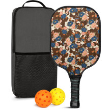 Floral Fiberglass Pickleball Paddles Set w/ 2 Balls & Bag – Compatible with Indoor/Outdoor Play