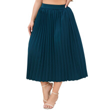 Gonna plissettata taglie forti da donna, casual, in chiffon, con elastico in vita, stile boho, gonne midi taglie forti