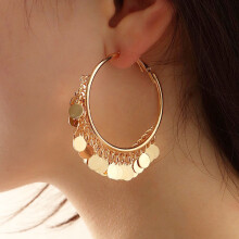 1 Pair Bohemian Chandelier Coin Sequins Dangle Drop Earrings Ethnic Gypsy Beads Tassel Hoops with Disc Charms Boho Ear Jewelry Women