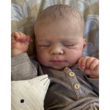 18" realistisk genfødt babydukke - justerbar, blød stofkrop, håndlavet, leveres i æske, kompatibel med 3+ år