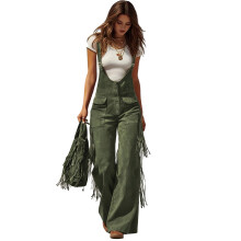 Kukoosong Női Vintage Cargo Overall, Magas Derekú Romper Gombos Zsebekkel – Lezser Nyári Overall