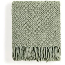 Farmhouse Boho Knitted Throw Blanket, Soft & Lightweight – 50"x60", Sage Green, for Couch, Sofa, Chair, Bed – Spring/Summer/Fall