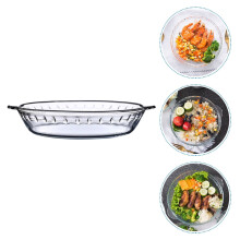 Glass baking tray transparent dish household round high temperature resistant fruit plate living room large microwave plate (7 inches)