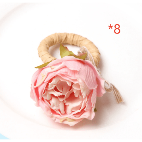 8 ronds de serviette en tissu rose rose