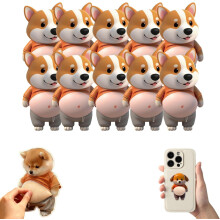 10 kpl 3D Shiba Inu -koiran vatsatarroja, pehmeät silikoniset törmäyksenestotyynyt puhelimiin, autoihin ja kotiin – yhteensopiva KKL:n kanssa