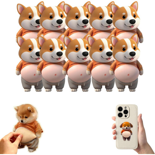 10 τεμάχια αυτοκόλλητα κοιλιάς σκύλου Shiba Inu 3D, μαλακά αντικρουόμενα μαξιλαράκια