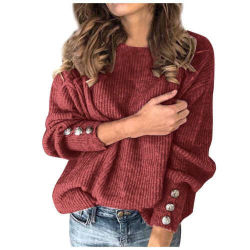 Damen-Pullover, Langarm, einfarbig, Muster, XXXL