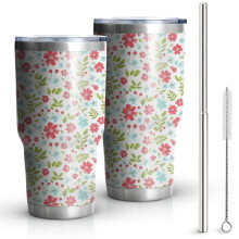 Gobelet isotherme à double paroi de 887 ml (30 oz) à motif floral