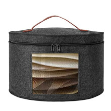 Foldable Hat Storage Boxes for Women & Men – Large Capacity Round Dustproof Box with Lid, Dark Grey