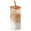 Hitzebeständiger Glasbecher mit Holzdeckel und Strohhalm, 350 ml 1