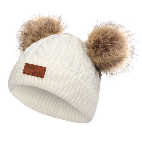 Παιδικό χειμωνιάτικο καπέλο Beanie ζεστό πλεκτό χοντρό καπέλο σκι με χνούδι και