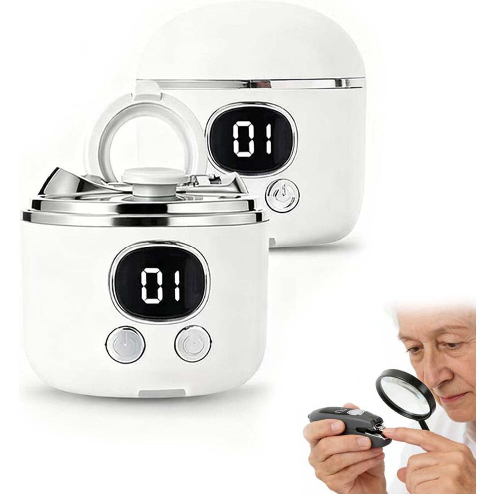 Light Rechargeable Electric Nail Clippers For Seniors W/ Magnifier, Led & Case Â Auto Trimmer/Polisher For Thick Toenails, Low Noise, Dust Collector