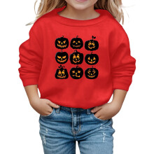 Halloween pompoen hoodie voor meisjes, warme cartoon sweater, rood, maat 13-14 jaar, geschikt voor binnen- en buitenkleding.