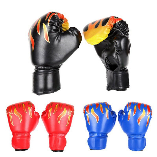 Youth Adjustable PU Leather Boxing Gloves, Red