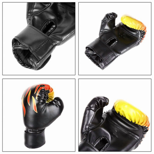 Youth Adjustable PU Leather Boxing Gloves, Red 1