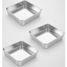 Conjunto de 3 assadeiras quadradas de aço inoxidável de 23x23 cm
