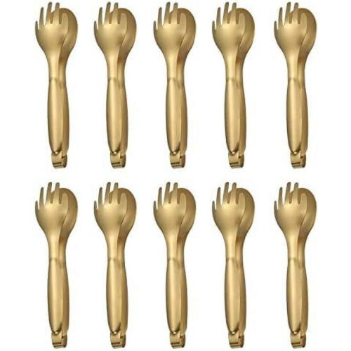 Conjunto de 10 pinças de servir em aço inoxidável de 8 polegadas