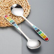 Stainless Steel Round Spoon with Decorative Handle for Soup and Dessert - High Color Value for Household Use by Families