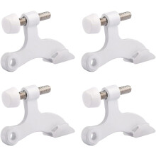 4 sztuki białych ograniczników do drzwi z zawiasami, regulowany, luksusowy, wytrzymały ogranicznik do drzwi, 2-1/2" x 1-3/4", z białymi gumowymi