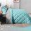 Queen Comforter Set Turquoise Grey 3-Piece 4
