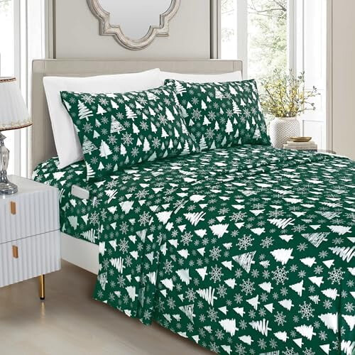Microfiber Bedding Set Full Size Hunter Green 6-Piece