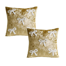 Kuddfodral med sammetsrosett, 45x45 cm, 2-pack