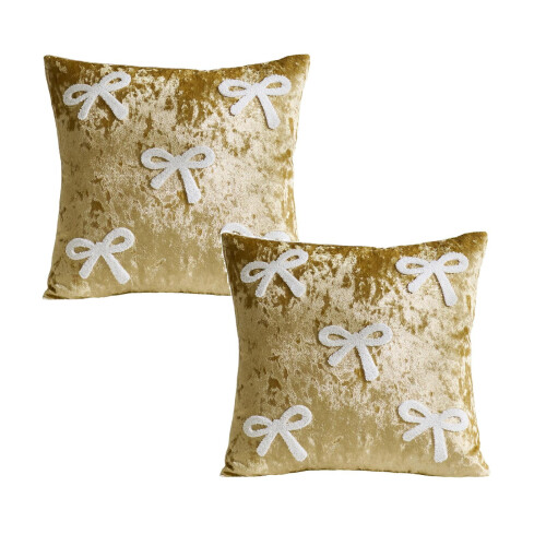 Kuddfodral med sammetsrosett, 45x45 cm, 2-pack
