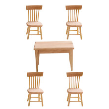 5Sets Miniature Wooden Table Chair Kit Assorted Color for DIY Use