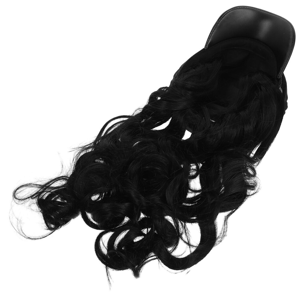 Totority 2Pcs -Piece Wig Hat Long Curly Hair Wig Cap Fashion Hairpiece