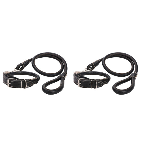 2Pcs Black Pet Supplies Dog Traction Strap Durable Nylon Pulling Rope 1