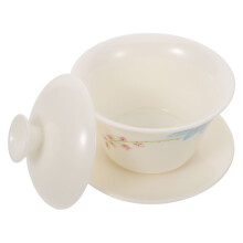 5Pcs Elegant Porcelain Kung Fu Tea Cups Ceramic Tea Bowl with Lid