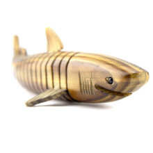 1Pc Premium Wood Shark Animal Model Light Brown Toy for Friends