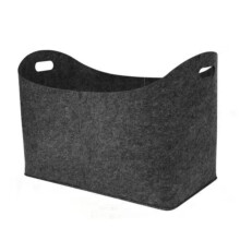 Large Dark Grey Felt Firewood Basket with Handles for Logs, Newspapers and Home Storage