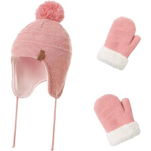 Copii iarna Beanie Hat Set mănuși calde din fleece căciulă bebeluși tricotate căciulă și mănuși pentru băieți și fete