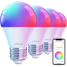 Smart Light Bulbs Compatible with Alexa & Google Home, RGBTW, Music Sync, 104 Scenes, A19 E26, 800LM, 4-Pack