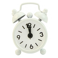 Analog Alarm Clock, 1.57 inch Super Silent Non Ticking Small Clock, Battery Operated, Simply Design, for Bedroon, Bedside, Desk, (White)