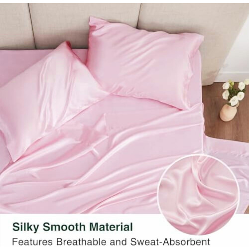 Queen Satin Sheet Set 4-Piece Deep Pocket 2