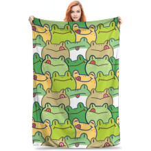 Cartoon Frog Blanket – Soft, Cozy 40"x50" Throw for Sofa, Bed, Camping; Ideal Gift for Frog Lovers & Women; Green Frog Decor