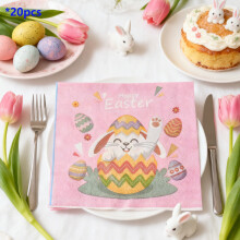 Serviettes en papier à motif lapin de Pâques, 16,5 cm, lot de 20