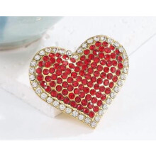 Conjunto de 5 broches de corazón con diamantes de imitación para mujer.