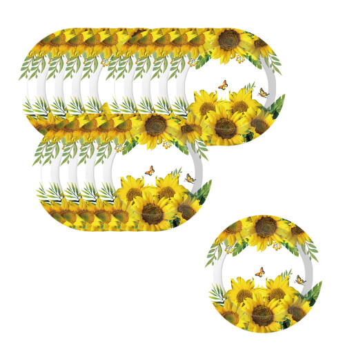 Φθινοπωρινά χάρτινα πιάτα με είδη για πάρτι ηλίανθου16 τεμάχια χάρτινα πιάτα 1