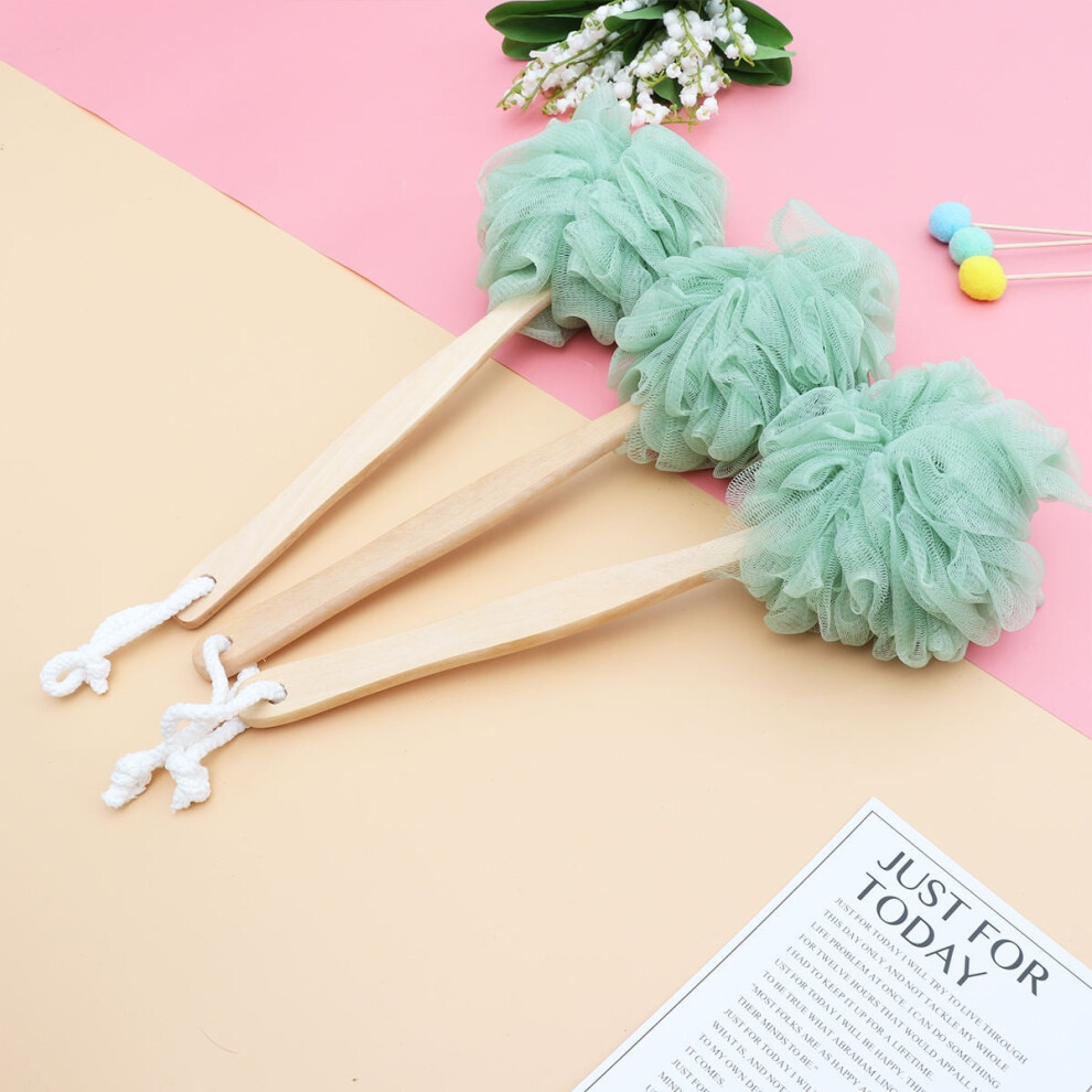Bath Back Scrubber 3Pack Green Nylon Wooden for Men Women 13.4x5.1in